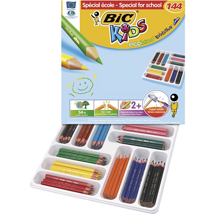 BIC Eco Evolution kleurpotloden, vulling 5 mm, diverse kleuren, 12 stuk/ 1 doos