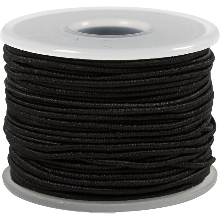 Elastisch koord, dikte 1 mm, zwart, 25 m/ 1 rol