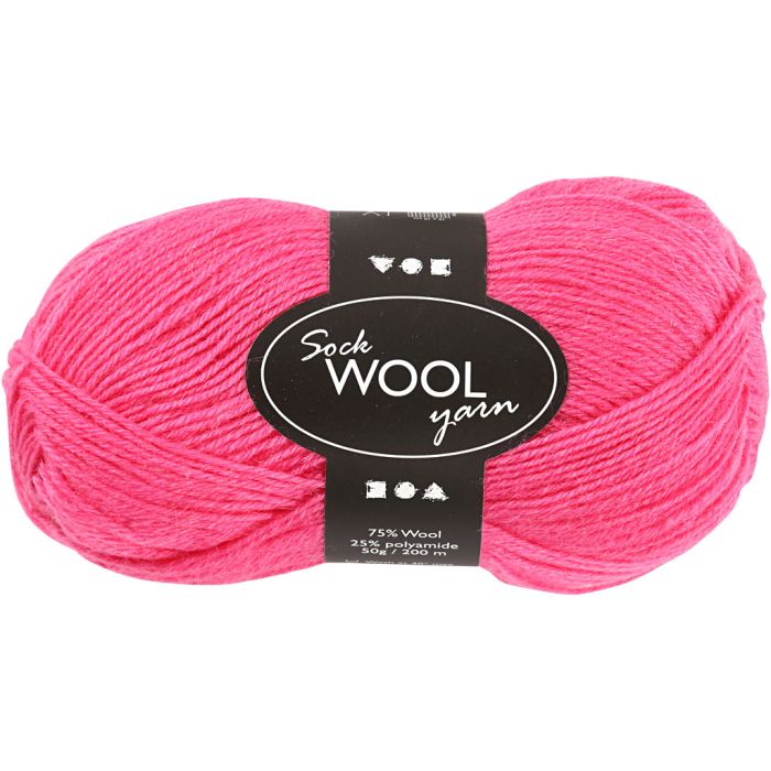 Sokkengaren, L: 200 m, roze, 50 gr/ 1 bol
