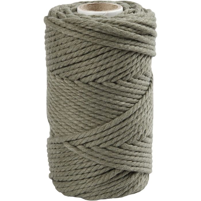 Macramé koord, L: 55 m, d 4 mm, mosgroen, 330 gr/ 1 rol