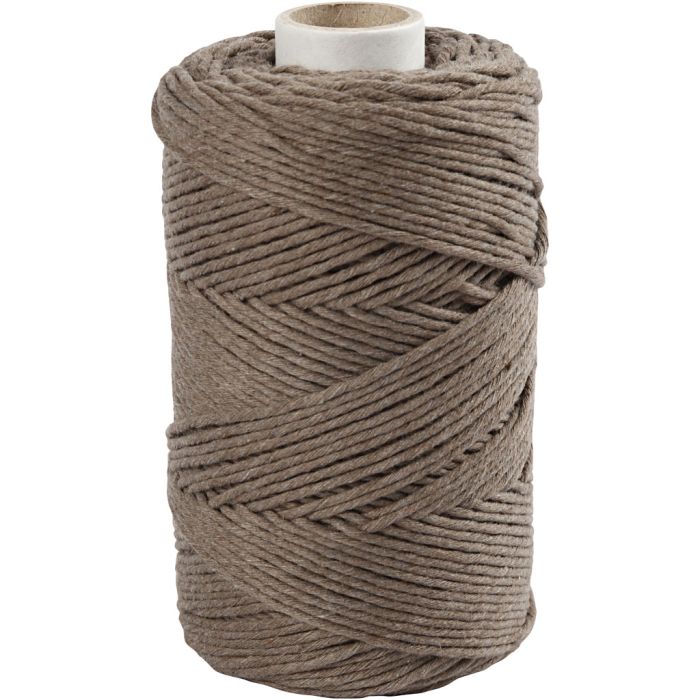 Macramé Koord, L: 198 m, d 2 mm, lichtbruin, 330 gr/ 1 rol