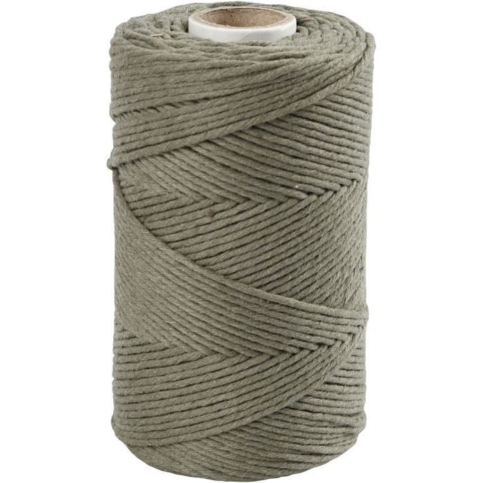 Macramé Koord, L: 198 m, d 2 mm, mosgroen, 330 gr/ 1 rol