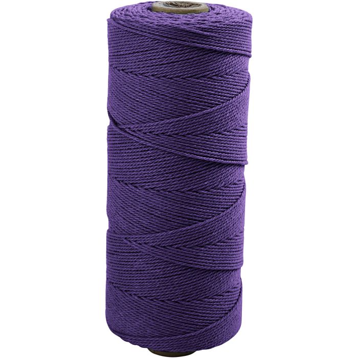 Macramé koord, L: 315 m, dikte 1 mm, Dunne kwaliteit 12/12, violet, 220 gr/ 1 bol