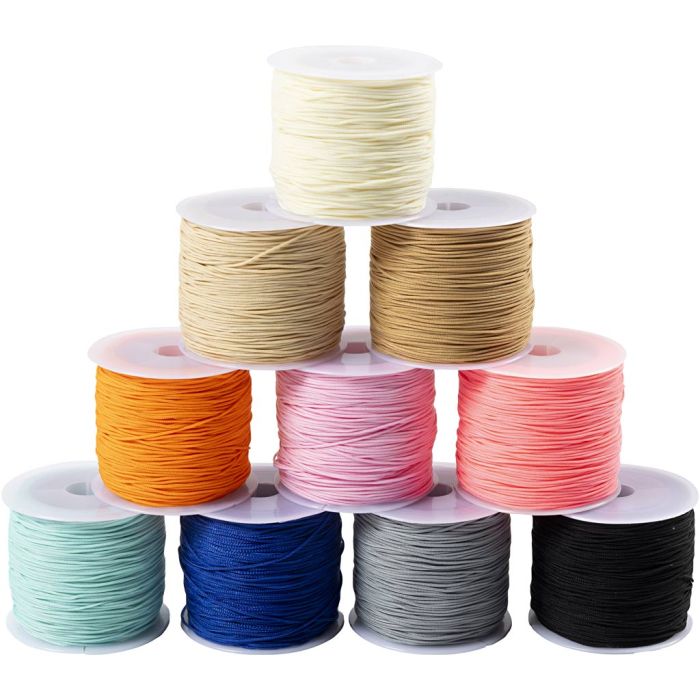Polyester koord, dikte 0,6 mm, kleurrijk, 10x50 m/ 1 doos