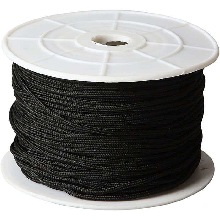 Polyester Koord, dikte 1,8 mm, zwart, 50 m/ 1 rol