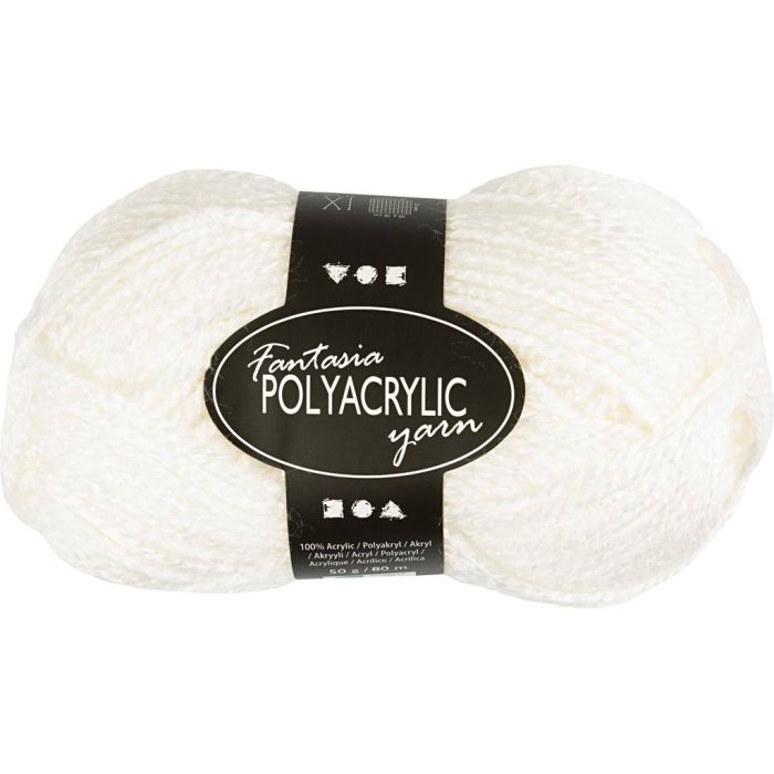 Fantasia acrylgaren, L: 80 m, needle 4,5-5, wit, 50 gr/ 1 bol