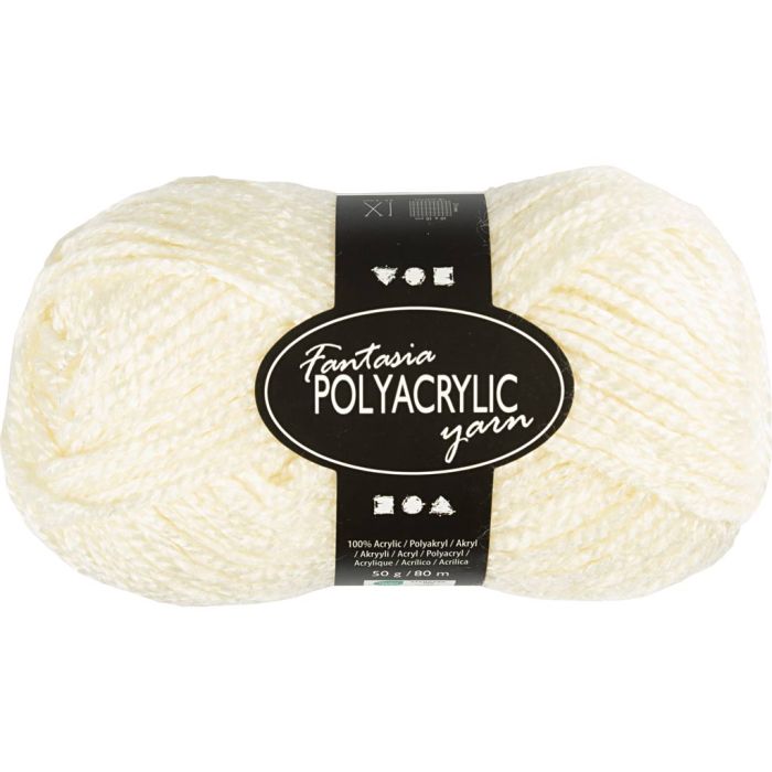 Fantasia acrylgaren, L: 80 m, needle 4,5-5, off-white, 50 gr/ 1 bol