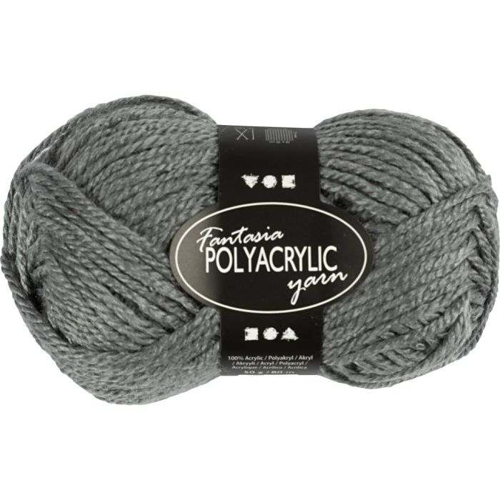 Fantasia acrylgaren, L: 80 m, needle 4,5-5, grijs, 50 gr/ 1 bol