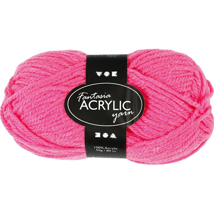 Fantasia acrylgaren, L: 80 m, needle 4,5-5, neon roze, 50 gr/ 1 bol