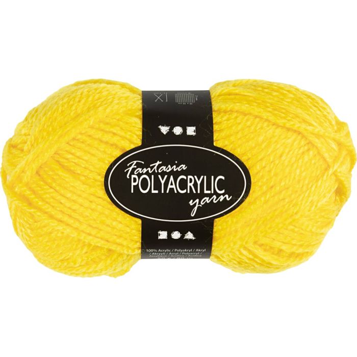 Fantasia acrylgaren, L: 80 m, needle 4,5-5, geel, 50 gr/ 1 bol