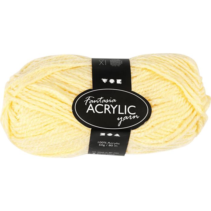 Fantasia acrylgaren, L: 80 m, needle 4,5-5, lichtgeel, 50 gr/ 1 bol