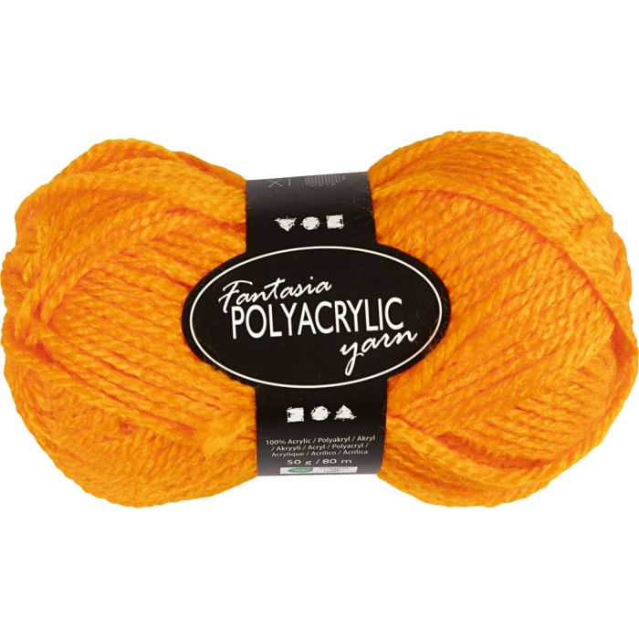 Fantasia acrylgaren, L: 80 m, needle 4,5-5, neon oranje, 50 gr/ 1 bol