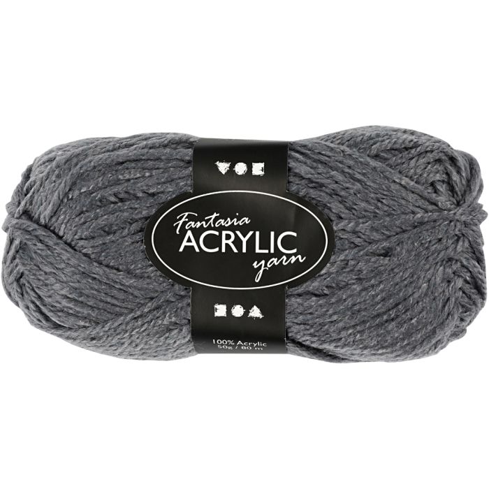 Fantasia acrylgaren, L: 80 m, grijs, 50 gr/ 1 bol