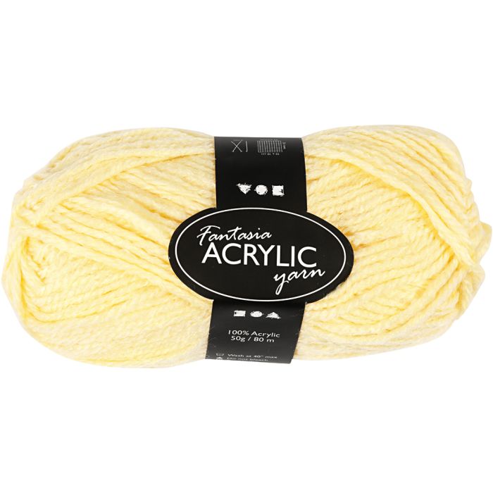 Fantasia acrylgaren, L: 80 m, lichtgeel, 50 gr/ 1 bol