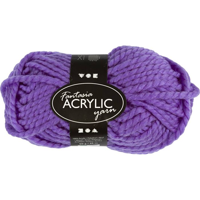 Fantasia Acrylgaren, L: 35 m, needle 9-10, paars, 50 gr/ 1 bol