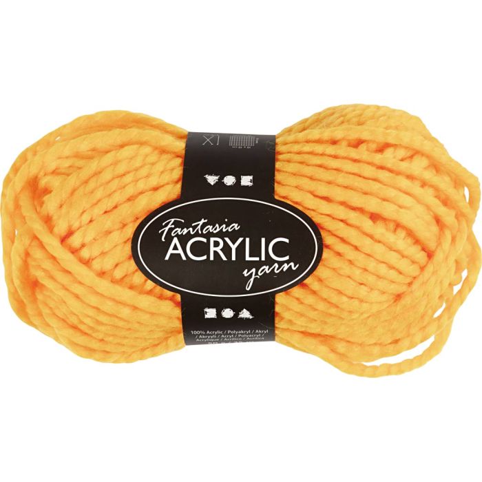 Fantasia Acrylgaren, L: 35 m, needle 9-10, geel, 50 gr/ 1 bol