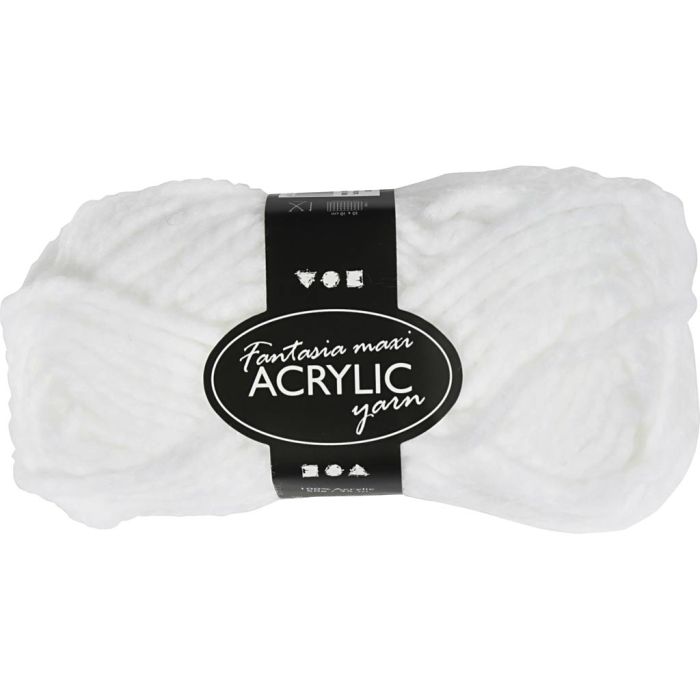 Fantasia Acrylgaren, L: 35 m, needle 9-10, wit, 50 gr/ 1 bol