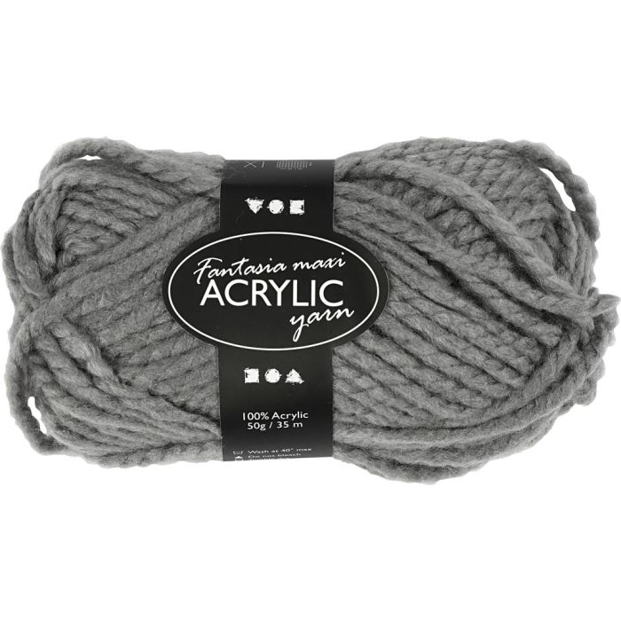 Fantasia Acrylgaren, L: 35 m, needle 9-10, grijs, 50 gr/ 1 bol