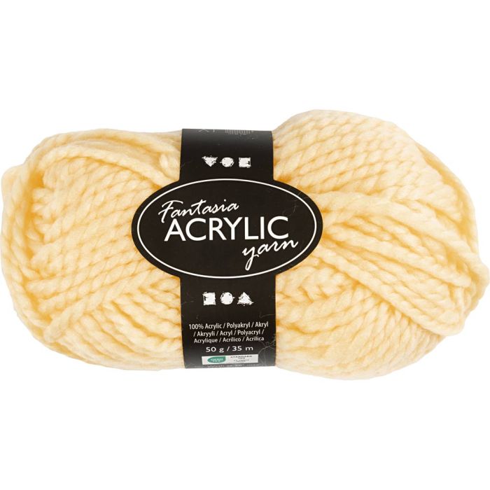 Fantasia Acrylgaren, L: 35 m, needle 9-10, lichtgeel, 50 gr/ 1 bol
