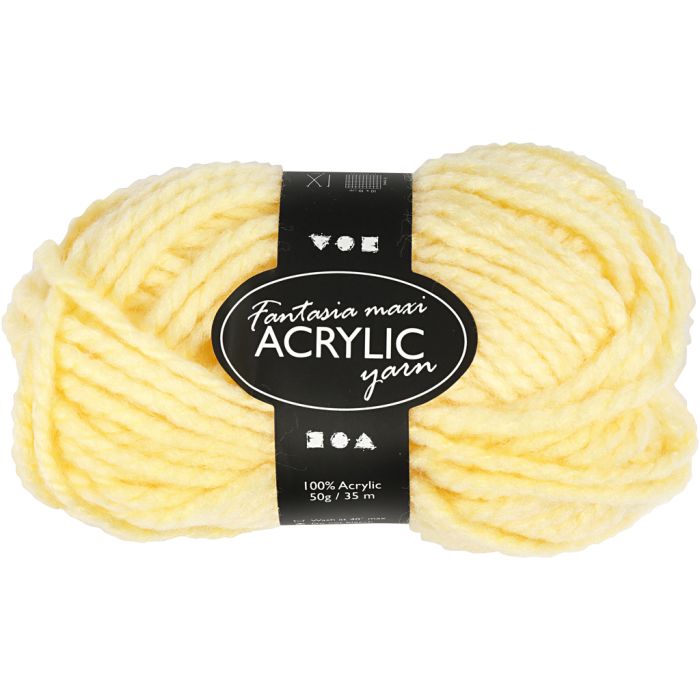 Fantasia Acrylgaren, L: 35 m, Maxi, lichtgeel, 50 gr/ 1 bol