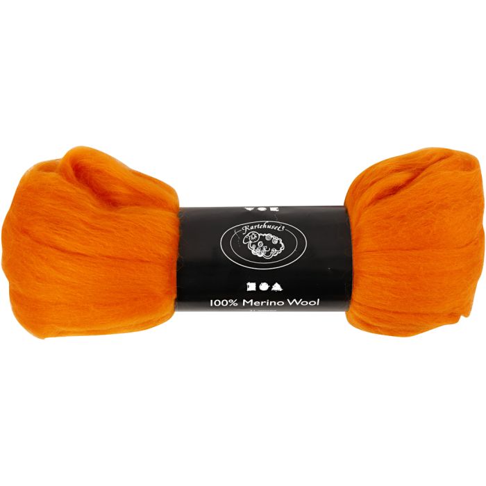 Merino Wol, dikte 21 my, oranje, 100 gr/ 1 doos