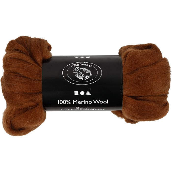 Merino Wol, dikte 21 my, bruin, 100 gr/ 1 doos