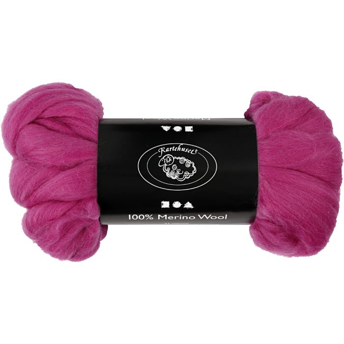 Merino Wol, dikte 21 my, rood paars, 100 gr/ 1 doos