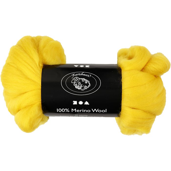 Merino Wol, dikte 21 my, sun yellow, 100 gr/ 1 doos