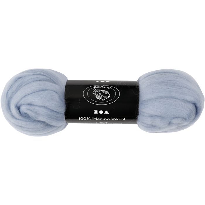 Merino Wol, dikte 21 my, ice blue, 100 gr/ 1 doos