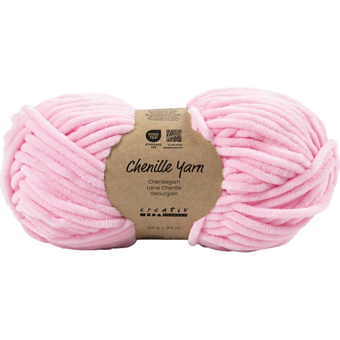 Chenillegaren, L: 105 m, needle 5-6, lichtroze, 100 gr/ 1 bol