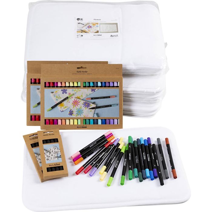 Groepsset Schilder uw eigen placemats, afm 30x45 cm, lijndikte 2,3+3,6 mm, diverse kleuren, 30 stuk/ 1 doos