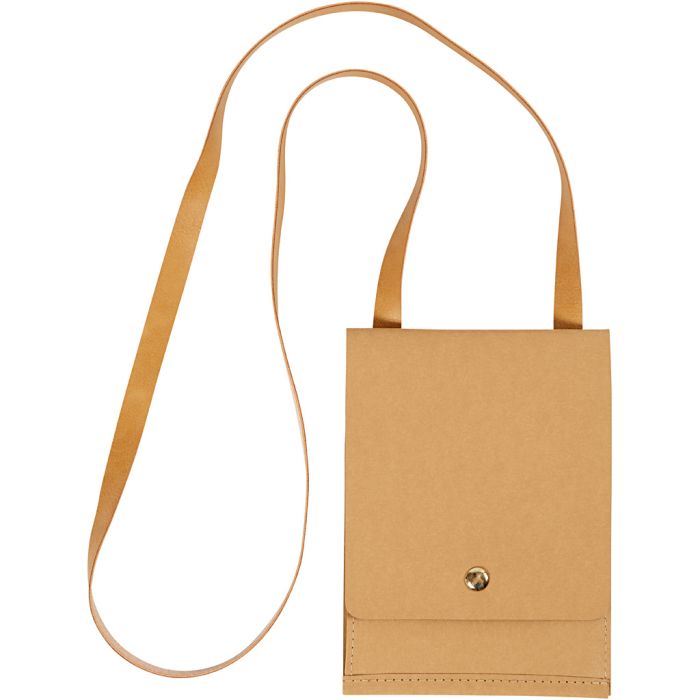 Faux Leather Schoudertas, H: 18 cm, L: 13 cm, 350 gr, lichtbruin, 1 stuk