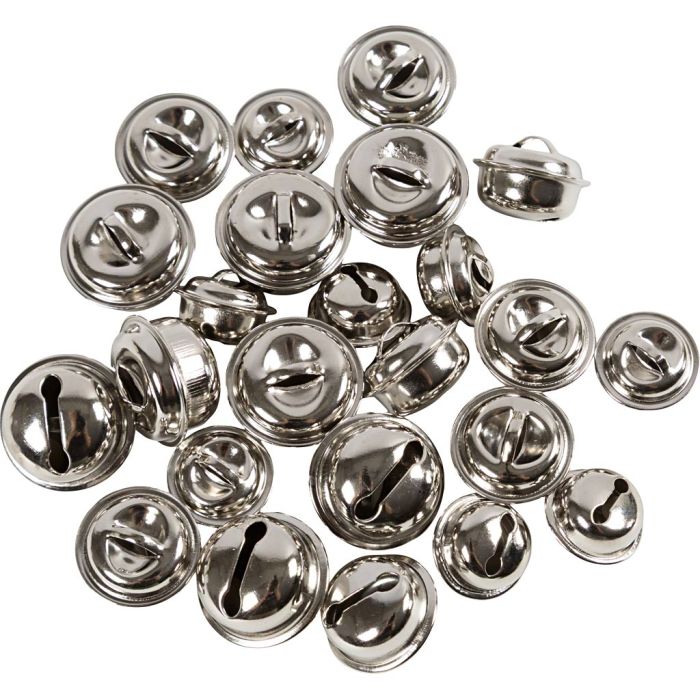 Belletjes, afm 13+15+17 mm, zilver, 24 stuk/ 1 doos