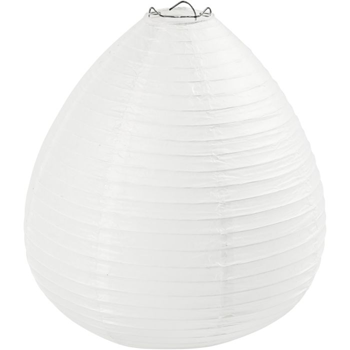 Rijstpapier lamp, Druppel, H: 27 cm, d 25 cm, wit, 1 stuk