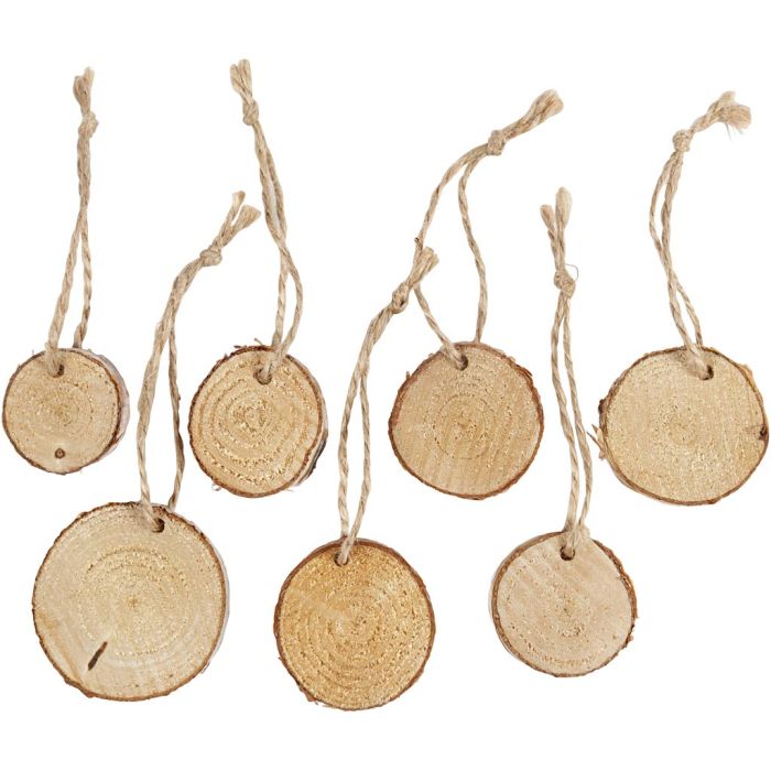 Houten schijf met ophangoog, d 35-45 mm, dikte 7 mm, 7 stuk/ 1 doos