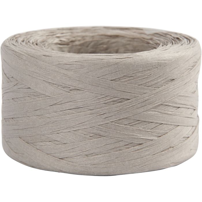 Papier Raffia Garen, B: 7-8 mm, lichtgrijs, 100 m/ 1 rol