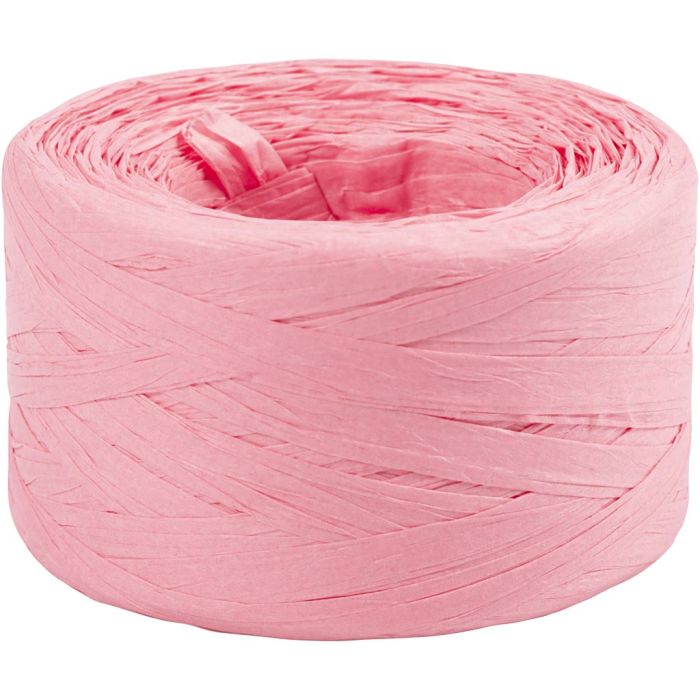 Papier Raffia Garen, B: 7-8 mm, lichtroze, 100 m/ 1 rol