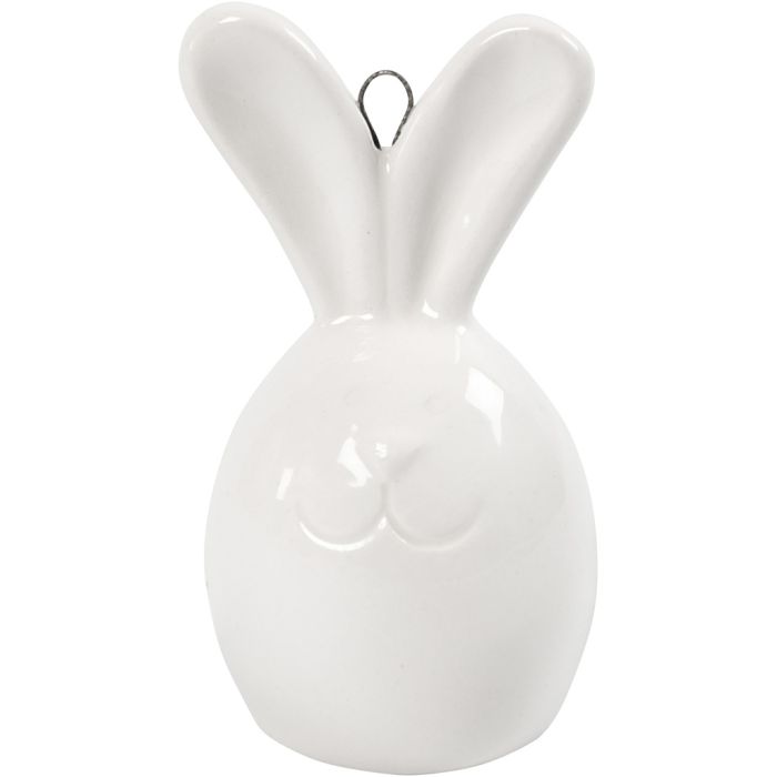 Konijn, H: 6,7 cm, d 3,6 cm, wit, 3 stuk/ 1 doos