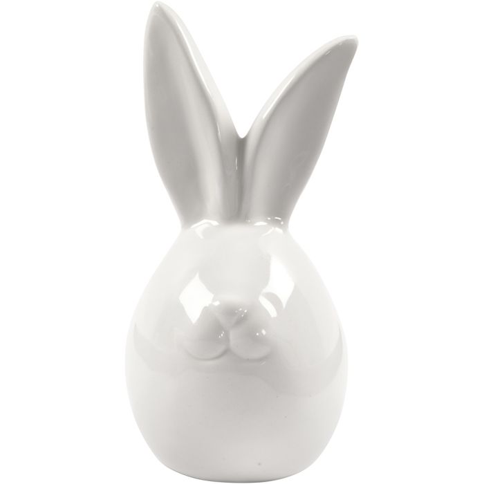 Konijn , H: 11,4 cm, d 5,5 cm, wit, 12 stuk/ 1 doos