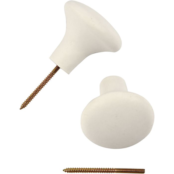 Haak, H: 5,1 cm, d 5,4 cm, wit, 4 stuk/ 1 doos