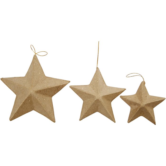 Sterren, d 7,5+10+12,5 cm, 6 stuk/ 1 doos