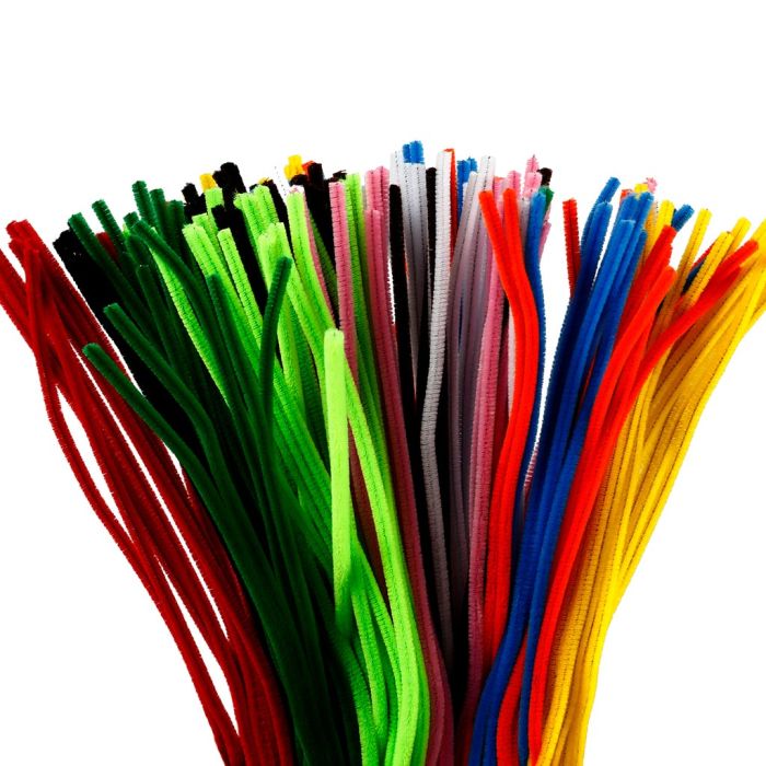 Chenille, L: 45 cm, dikte 6 mm, diverse kleuren, 200 div/ 1 doos
