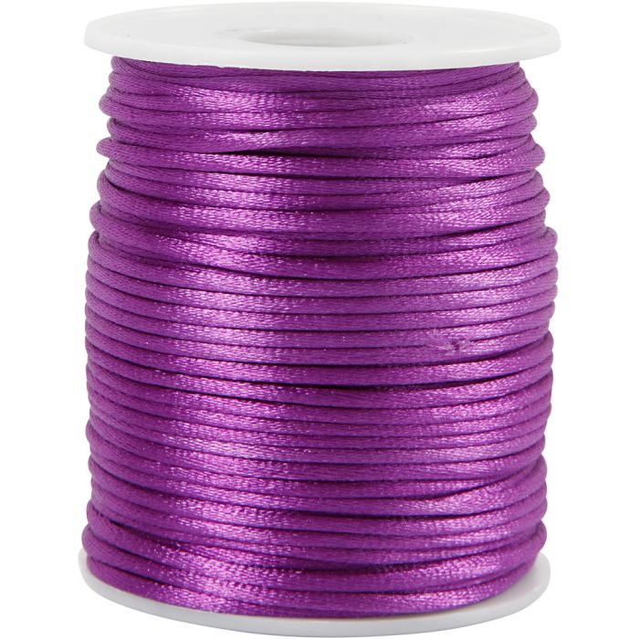 Satijnkoord, dikte 2 mm, paars, 50 m/ 1 rol