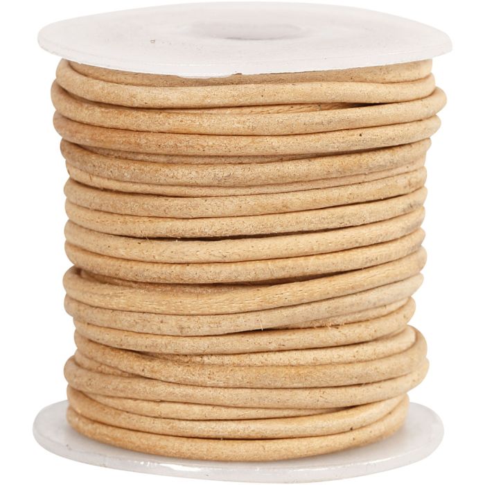 Leren koord, dikte 2 mm, beige, 10 m/ 1 rol