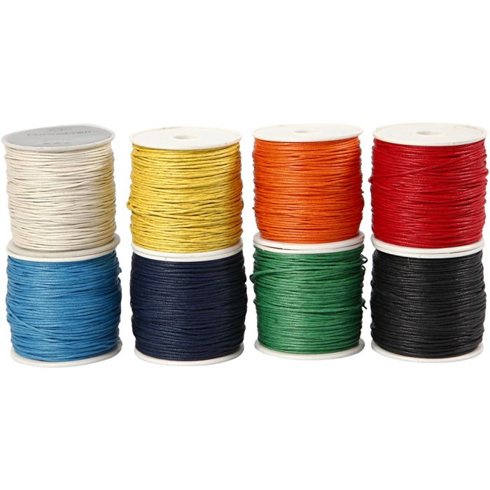 Katoenkoord, dikte 1 mm, gevernist, diverse kleuren, 8x40 m/ 1 doos