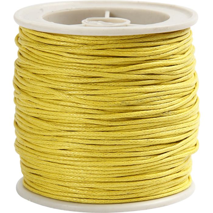 Katoenkoord, dikte 1 mm, gevernist, geel, 40 m/ 1 rol