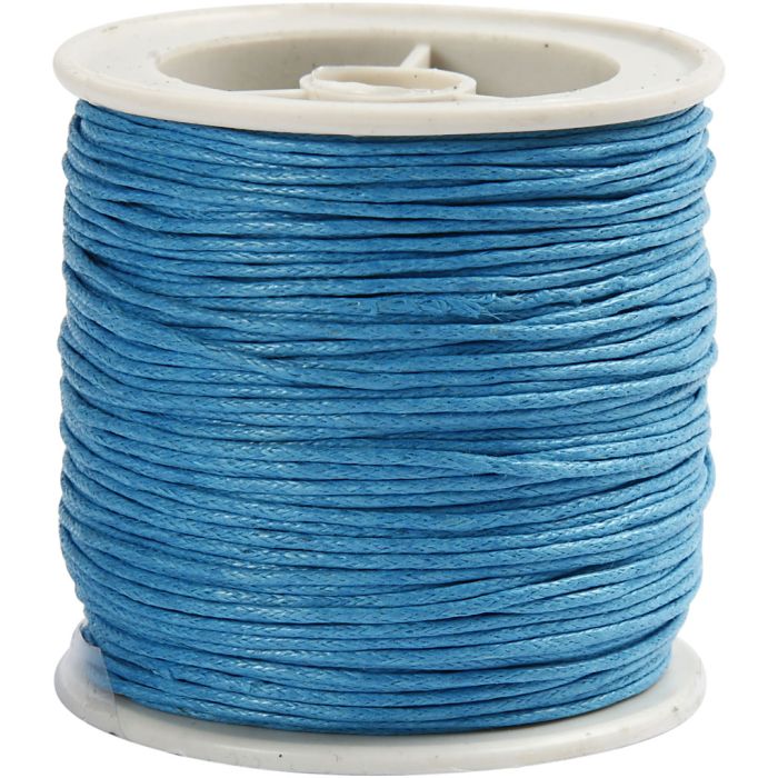Katoenkoord, dikte 1 mm, gevernist, turquoise, 40 m/ 1 rol