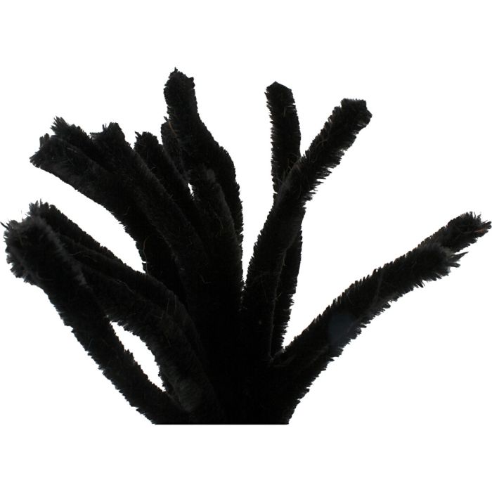 Chenille, L: 30 cm, dikte 15 mm, zwart, 15 stuk/ 1 doos