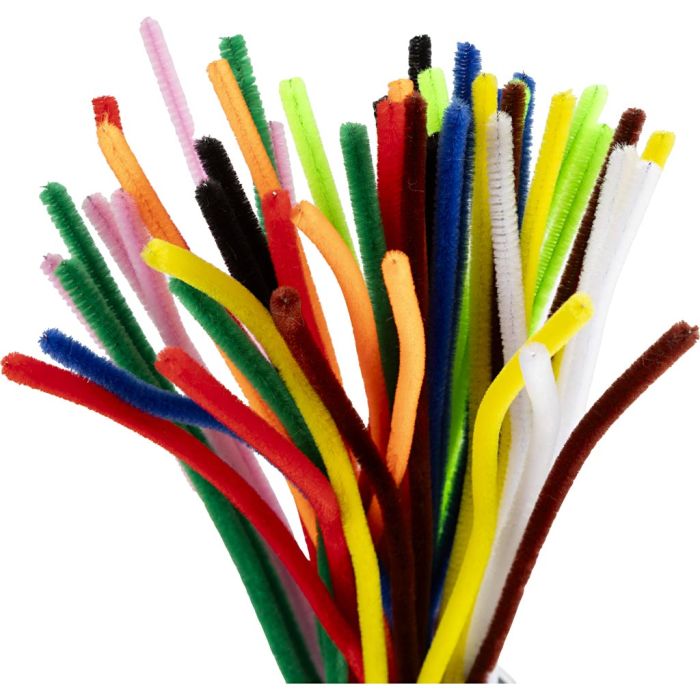 Chenille, L: 30 cm, dikte 6 mm, diverse kleuren, 50 div/ 1 doos
