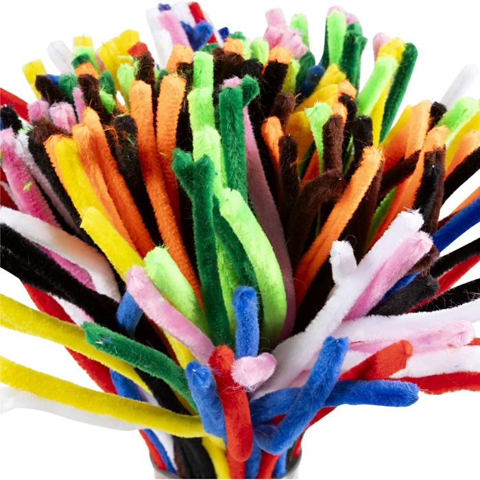 Chenille, L: 30 cm, dikte 9 mm, diverse kleuren, 200 div/ 1 doos